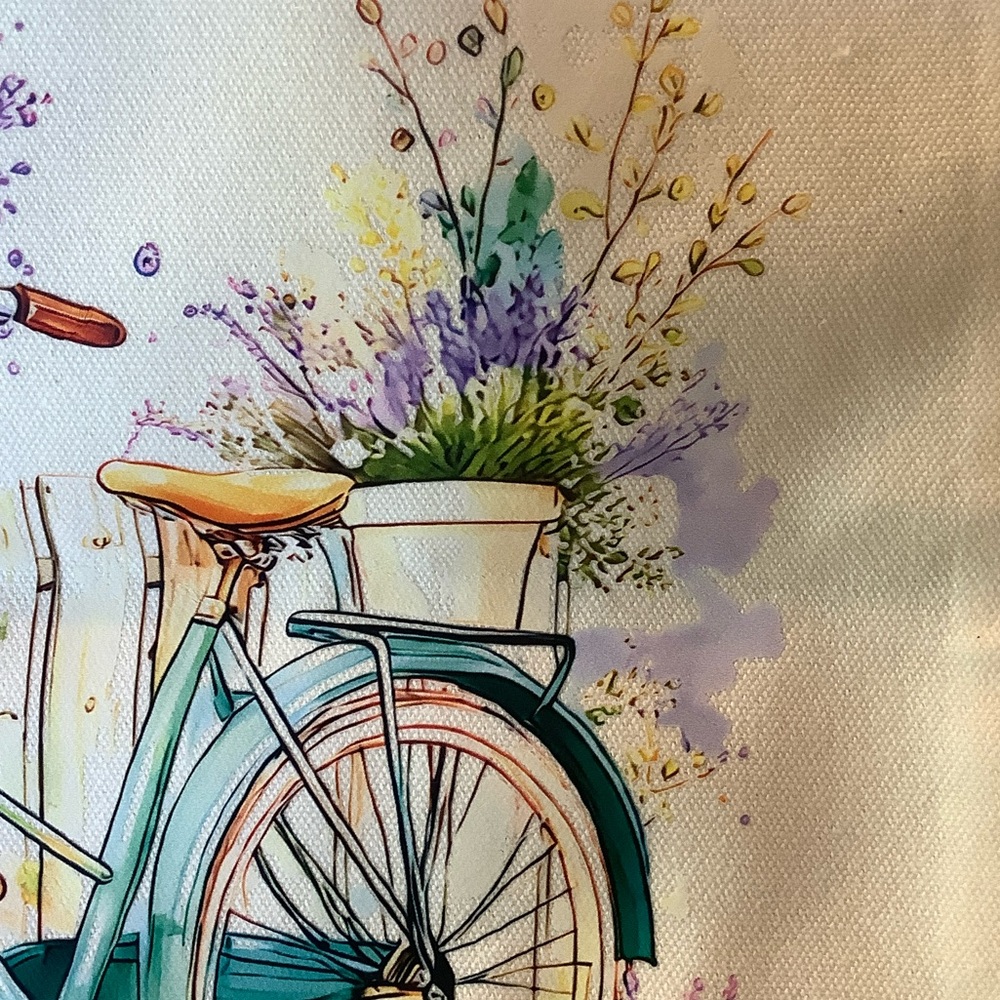 French Lavender Bicycle Canvas Tote Bag NWT 13.5” x 15” - Picture 6 of 16